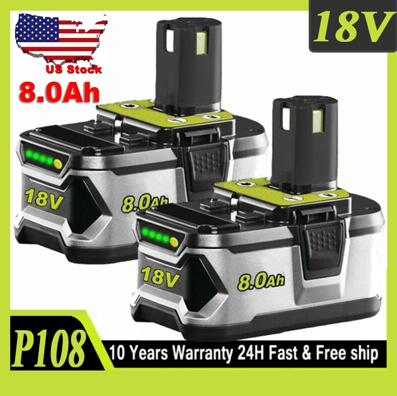 2Pack Lithium-ion For RYOBI P108 18V One Plus High Capacity Battery 8Ah 8000mAh