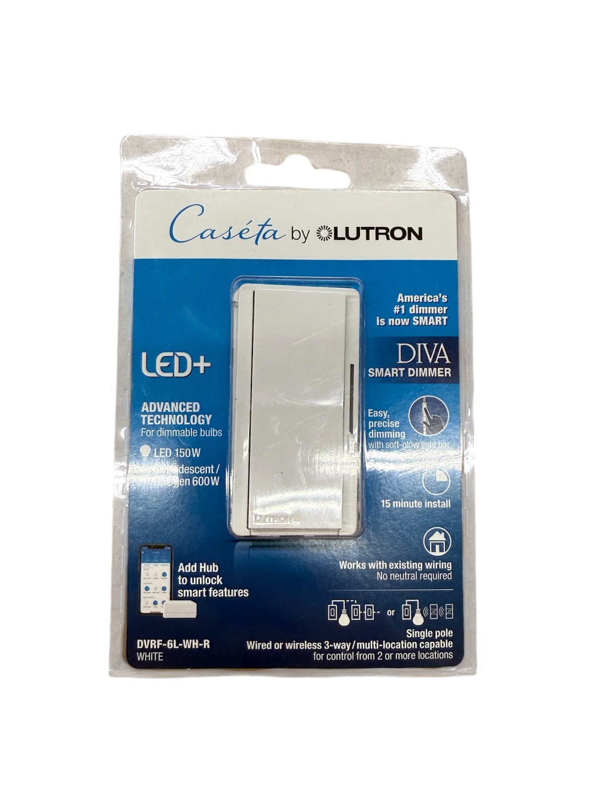 10 PCS Lutron Caseta Diva Smart Dimmer Switch DVRF-6L-WH-R White 150W LED/600W