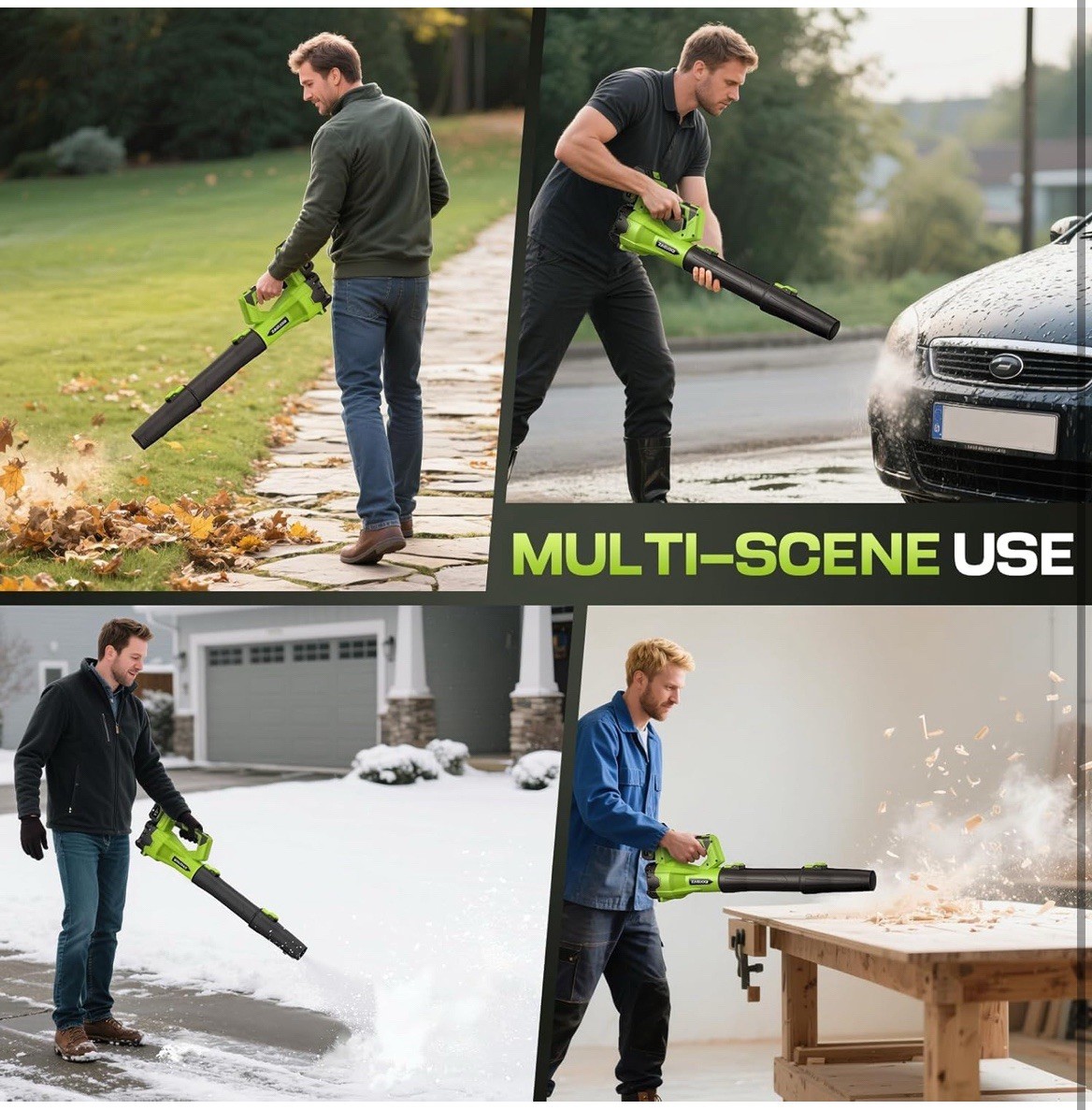 Cordless Leaf Blower 650CFM 288MPH 5A Batteries 6-Speed Handheld