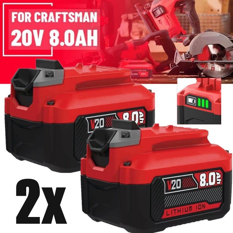 2x V20 8 Ah For Craftsman 20Volt MAX Lithium-ion Battery CMCB204 CMCB202 CMCB206