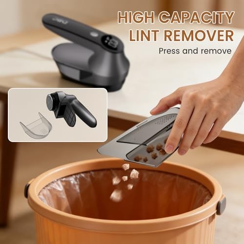 Rechargeable Fabric Shaver 3 Speed Lint Remover LED Display 15000RPM Motor 6