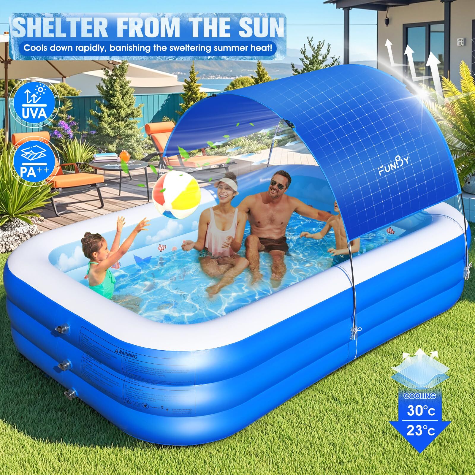 Alberca Inflable Extra Grande Piscina Familiar con Techo Para Niños y Adultos