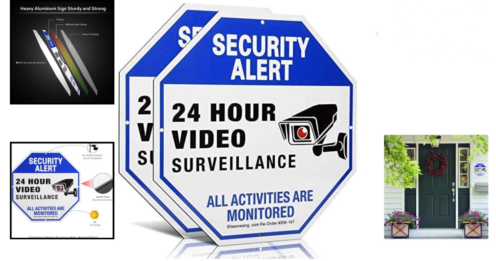 Weatherproof 2-Pack Security Signs – 10×10 Durable Aluminum for Home/Business
