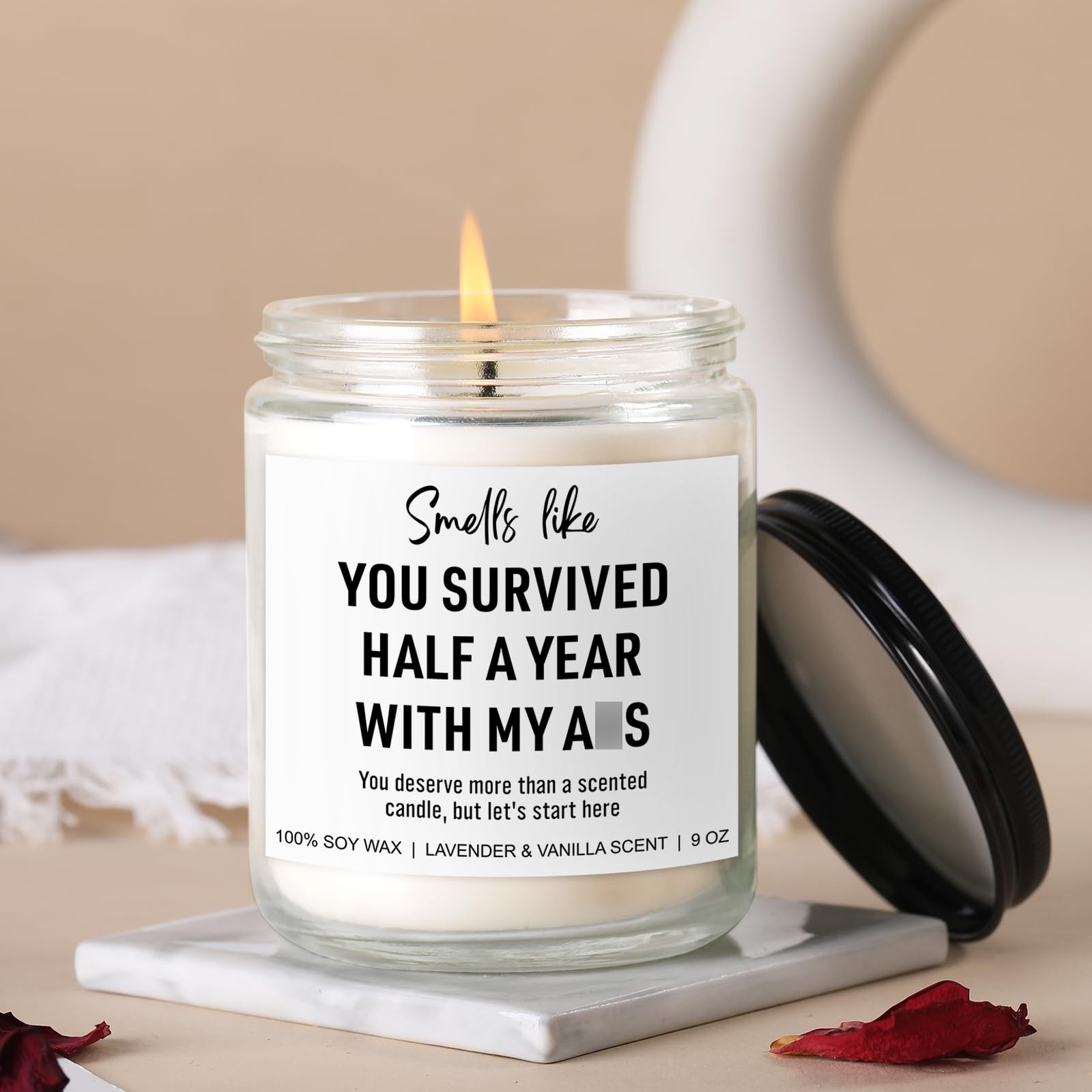 6 Month Anniversary Candle for Boyfriend Girlfriend – 6 Months Wedding Annive