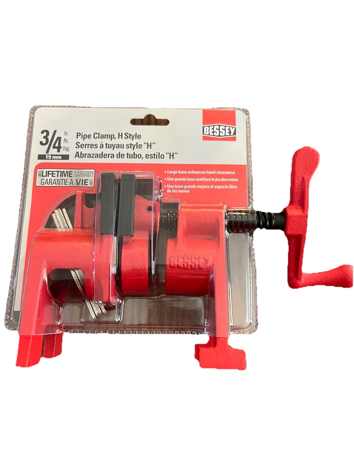 New Never Used Bessey BPC-H34 3/4-Inch H Style Pipe Clamp, red