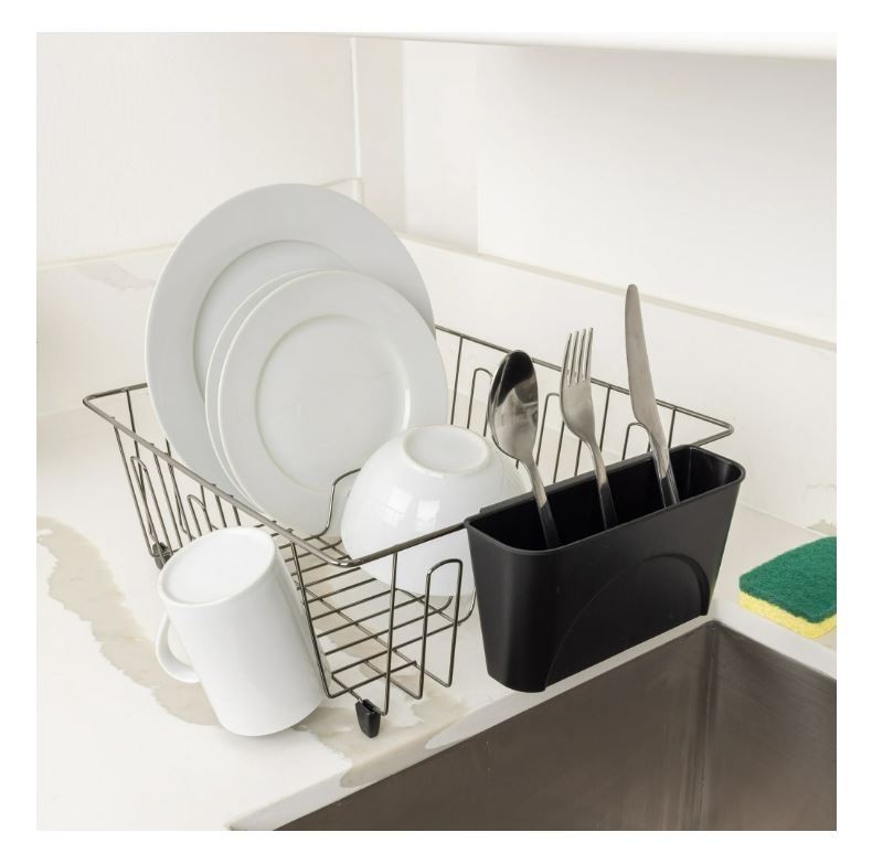 Small Dish Drainer Rack – Chrome/Black