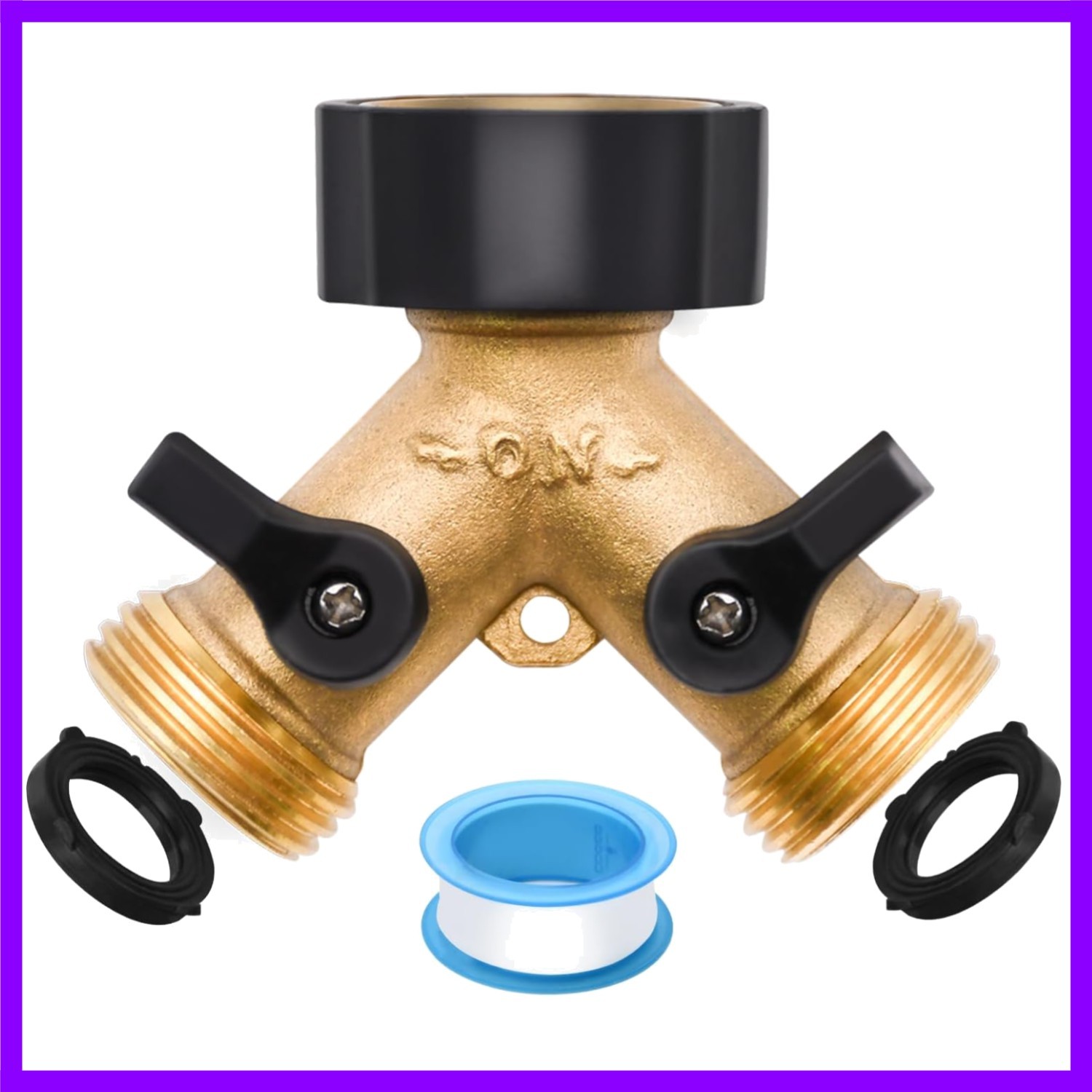 1 Pack Hose Splitter, 2 Way Heavy Duty Brass Garden Hose Splitter, for 3/…