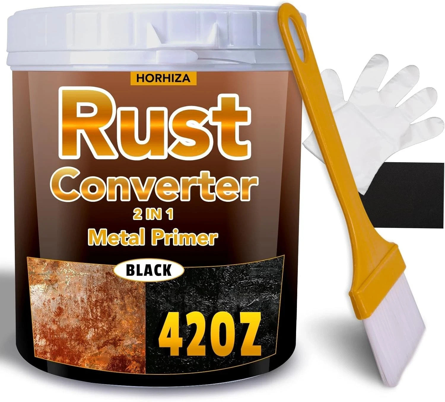 2 in 1 Rust Converter & Metal Primer, 42 Oz Black Rust Inhibitor Paint for Metal
