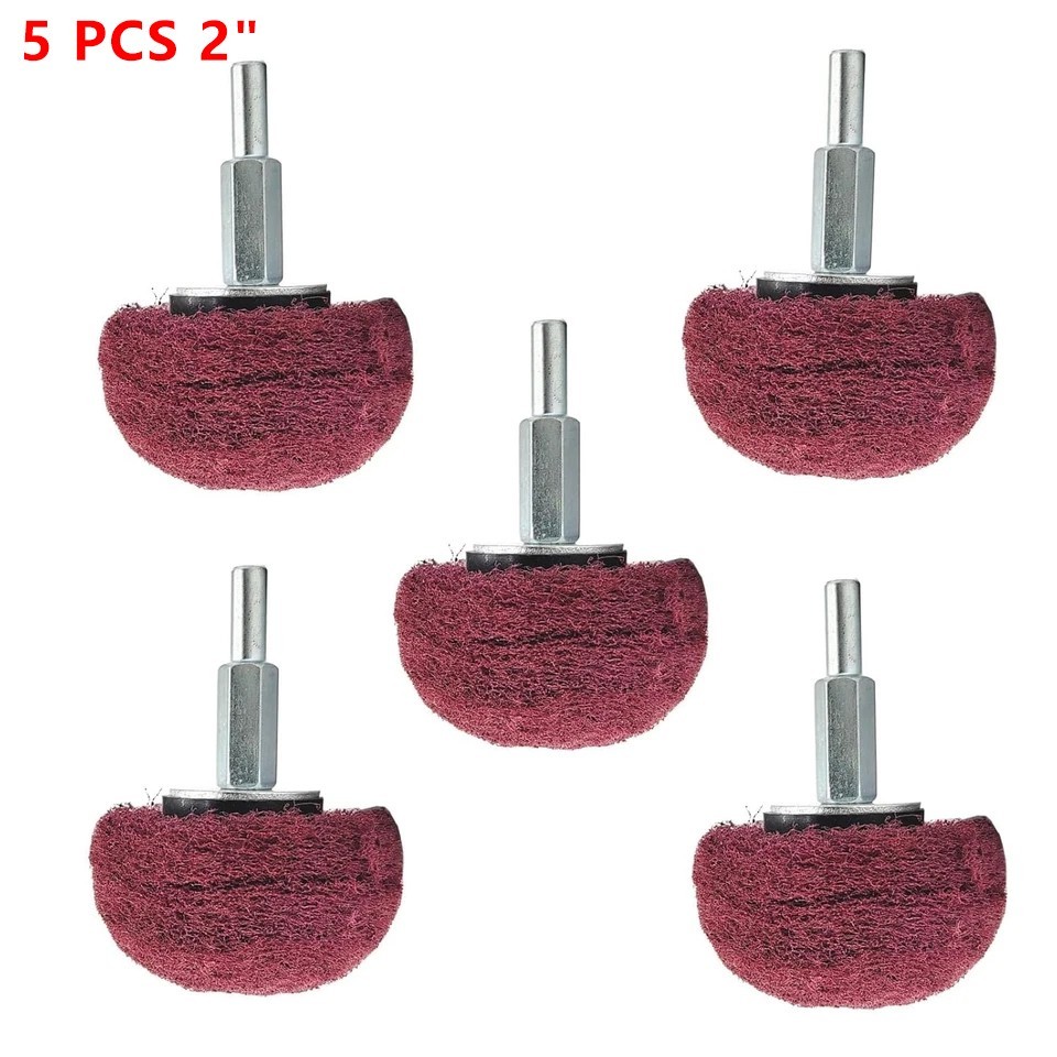 5 PCS 2″Non Woven Abrasive Buffing Wheels,1/4″Shank Drill for Polishing&Cleaning