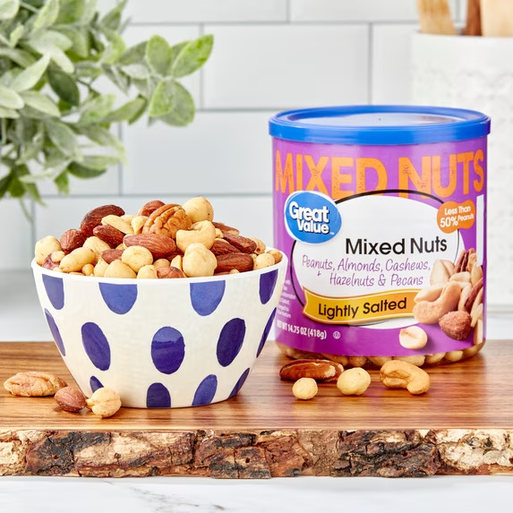 Great Value Roasted & Lightly Salted Mixed Nuts, 14.75 oz Free Shipping