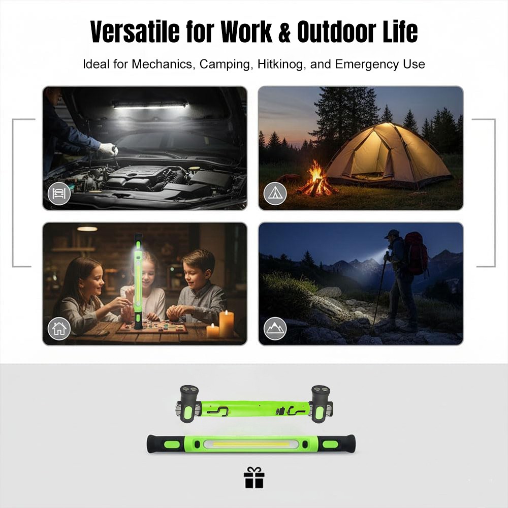 Under Hood Work Light Bar 3000LM LED Magnetic Light Bar with Hooks Rechargeable