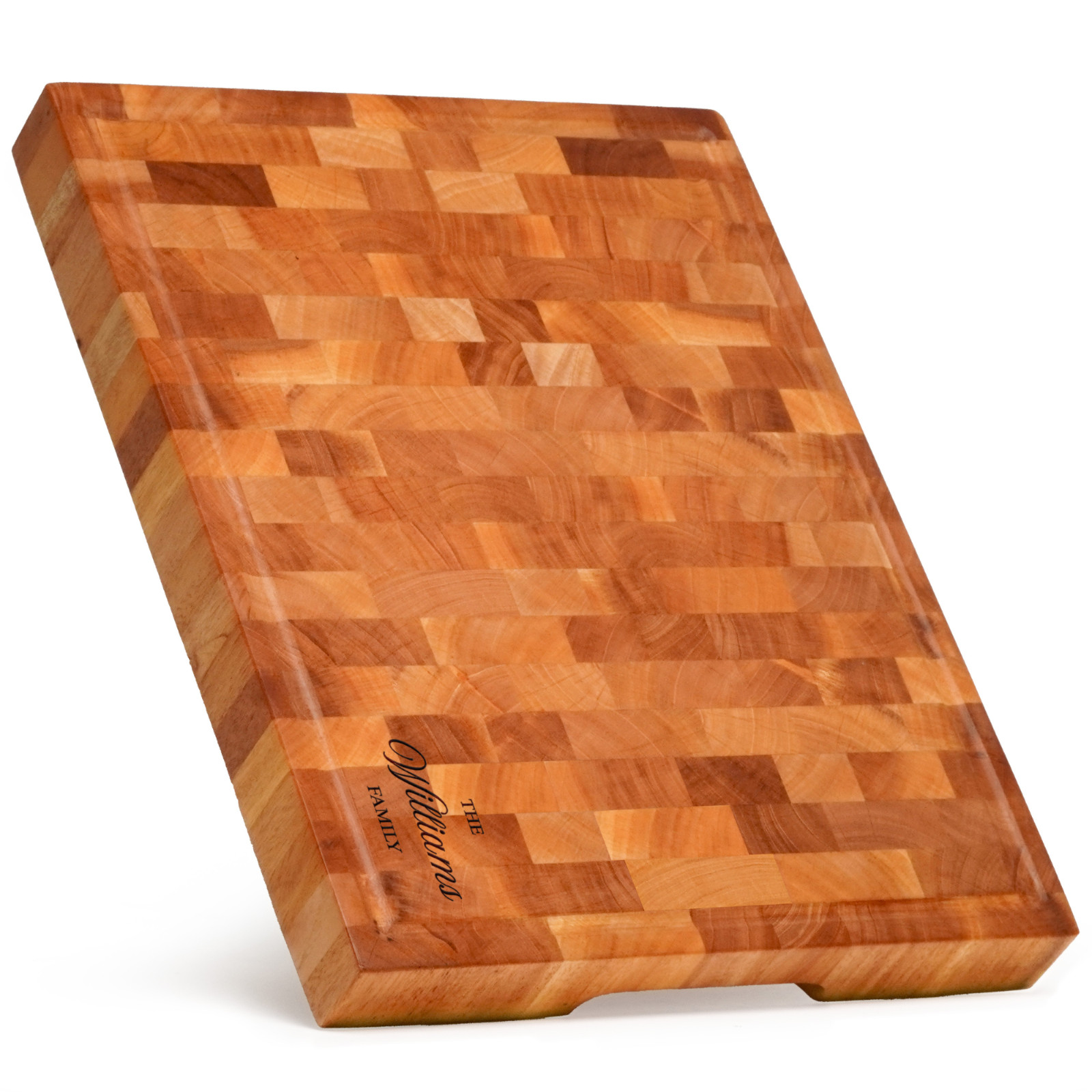 Personalized Mahogany End-Grain Wood Cutting Board – 17×13×1.6″ Butcher Block
