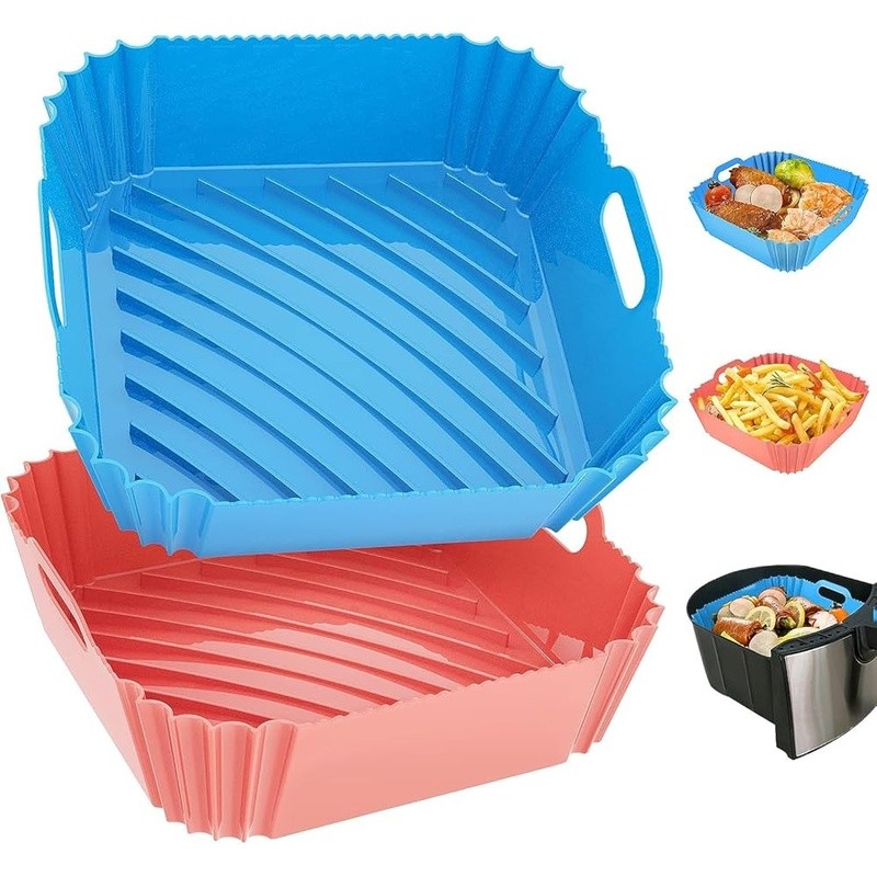 Reusable Silicone Air Fryer Liners Non-Stick Easy Clean Kitchen Accessory New