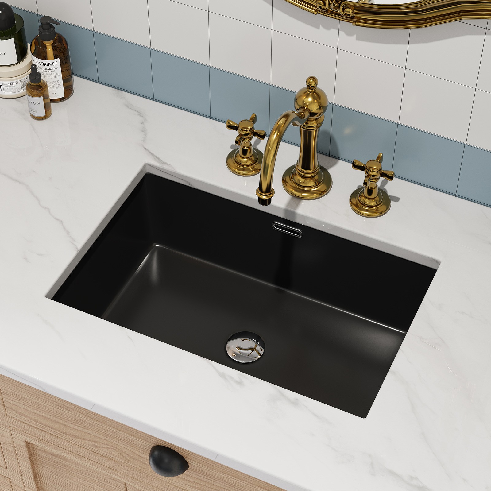 HOROW Undermount Bathroom Sink 20×15 In Under Counter Vessel Sink with Overflow