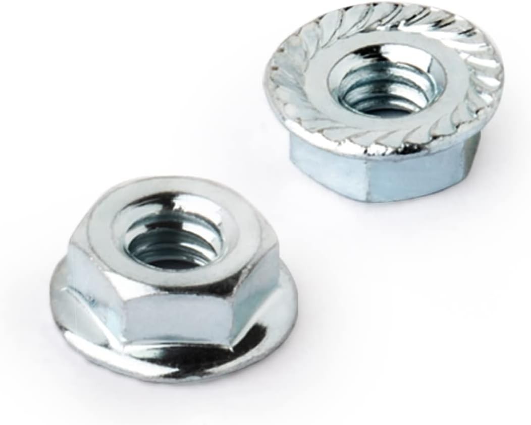 25pcs Hex Serrated Flange Hex Lock M8 Nut M8 Machine Screw Nut, Zinc (QLN1201)