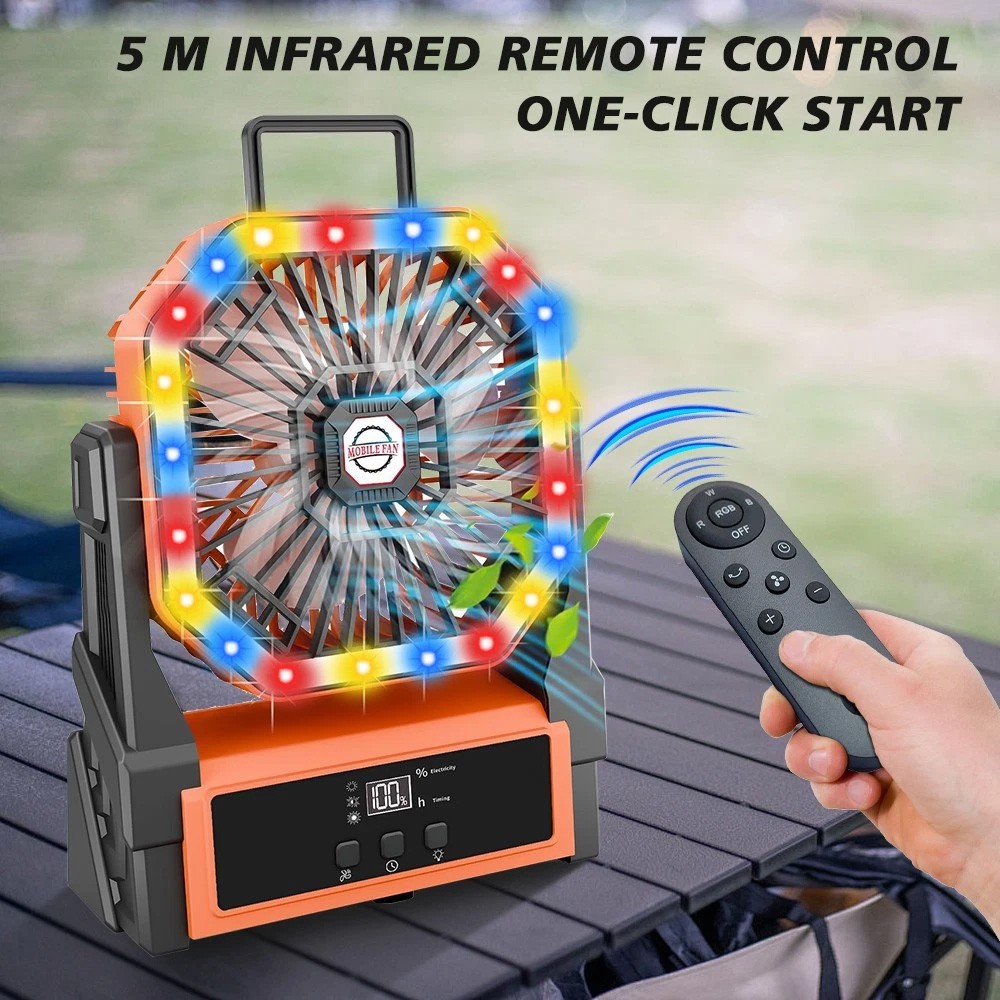 Up to 96hours Battery Portable Camping Fan with 20000mAh Rechargeable Power Bank