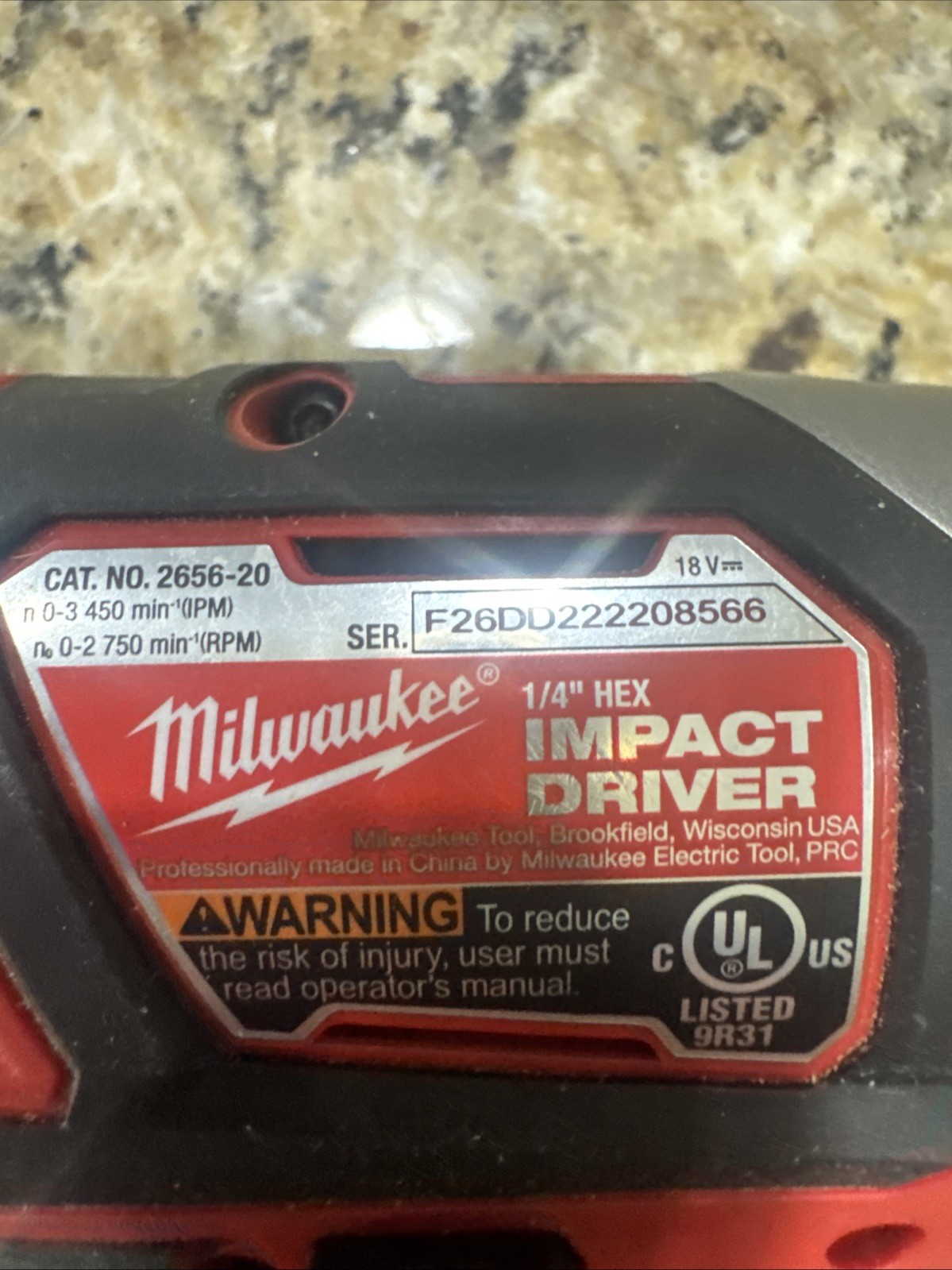Milwaukee M18 18V Cordless 1/4″ Impact Driver Power Tool Only 2656-20