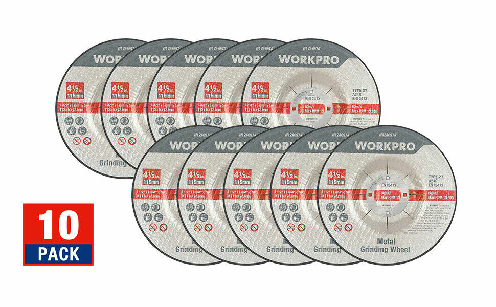 WORKPRO 20V Cordless Angle Grinder Kit w/ 4.0Ah /10PK Metal Grinding Wheels