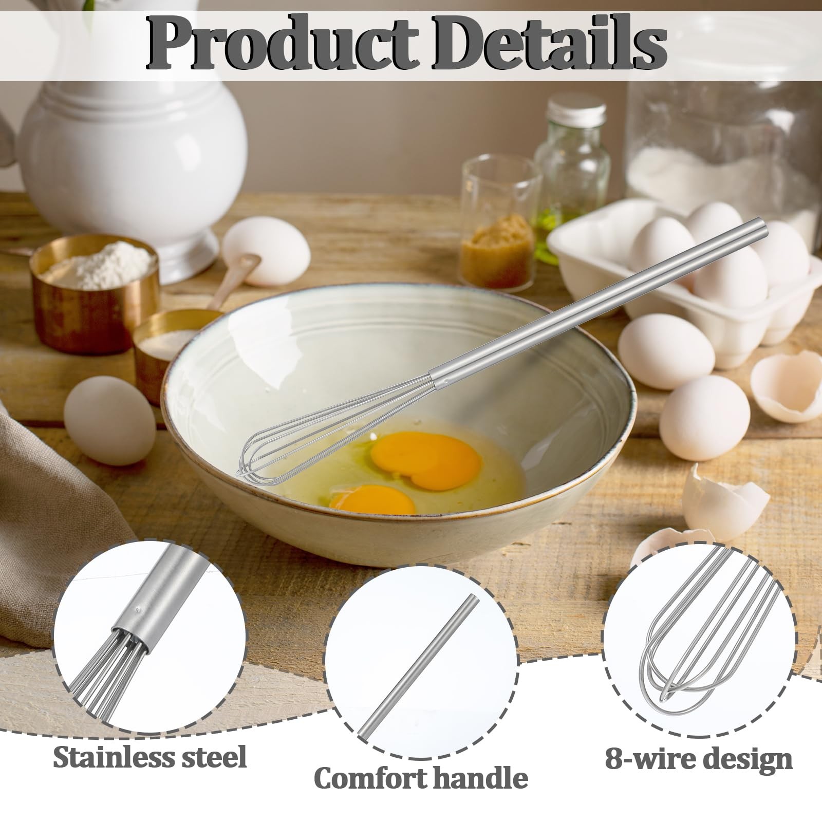 Small Whisk, 9.8in Stainless Steel Whisk Tiny Skinny Whisk for Cooking