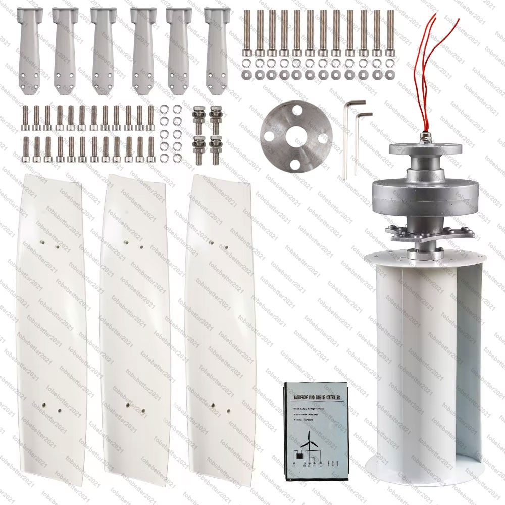 3000W Vertical Axis Wind Turbine Generator with Controller Kit Max 12V/24V 48V