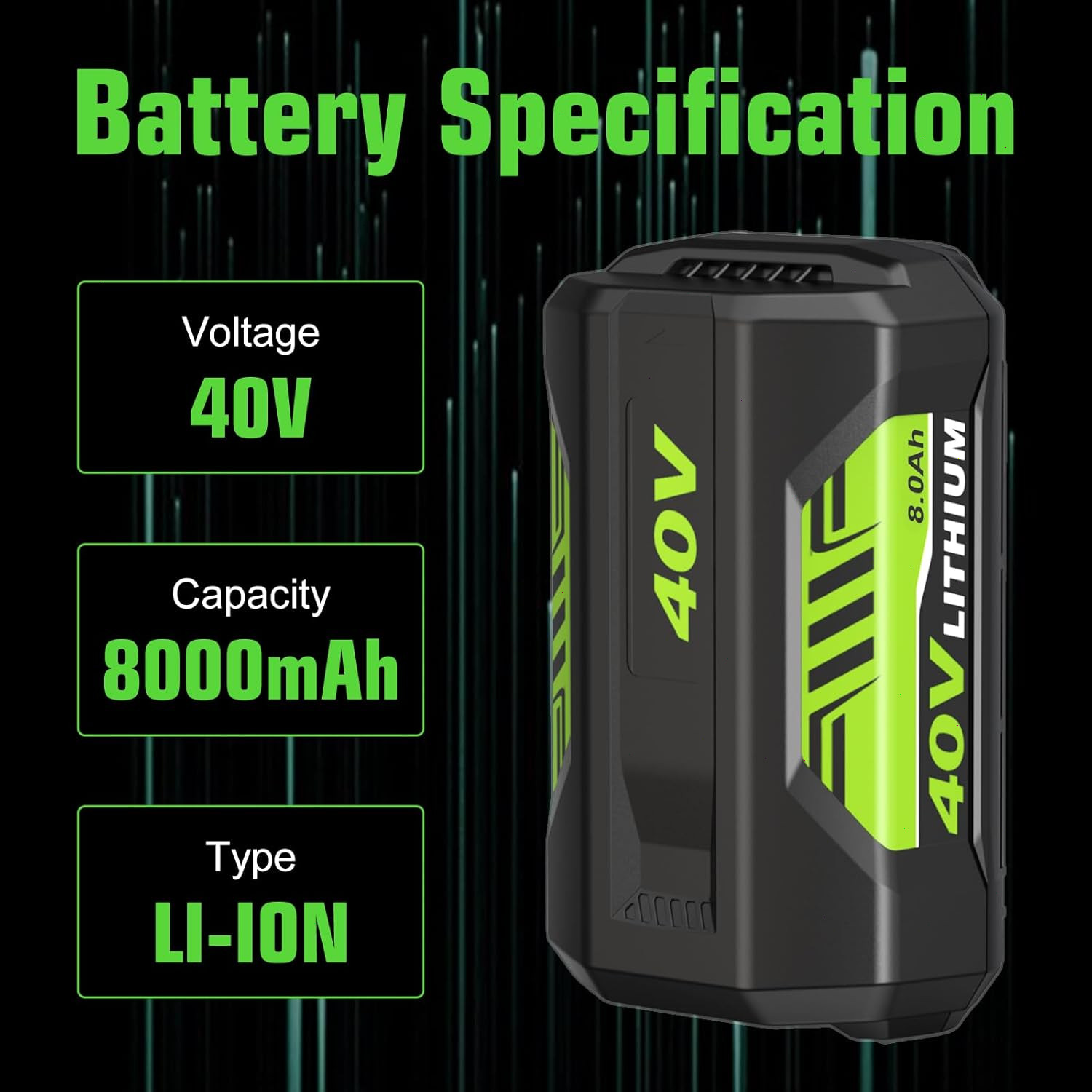 1-2PACK 8.0Ah Battery 40 Volt for Ryobi 40V Lithium-ion OP40602 Battery with LED