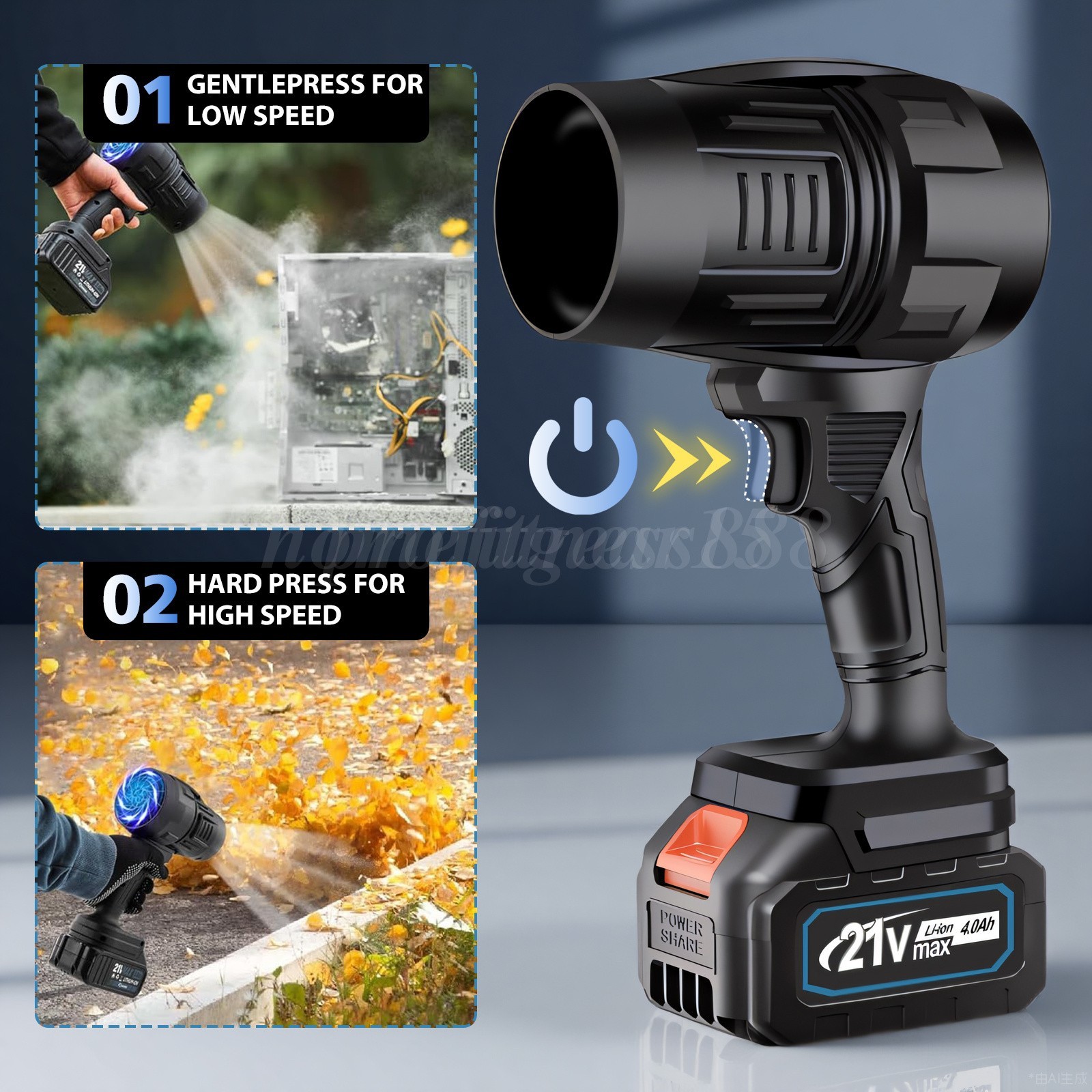 Electric Cordless Leaf Blower 80,000PM Handheld Leaf Blower 2X Battery & Charger