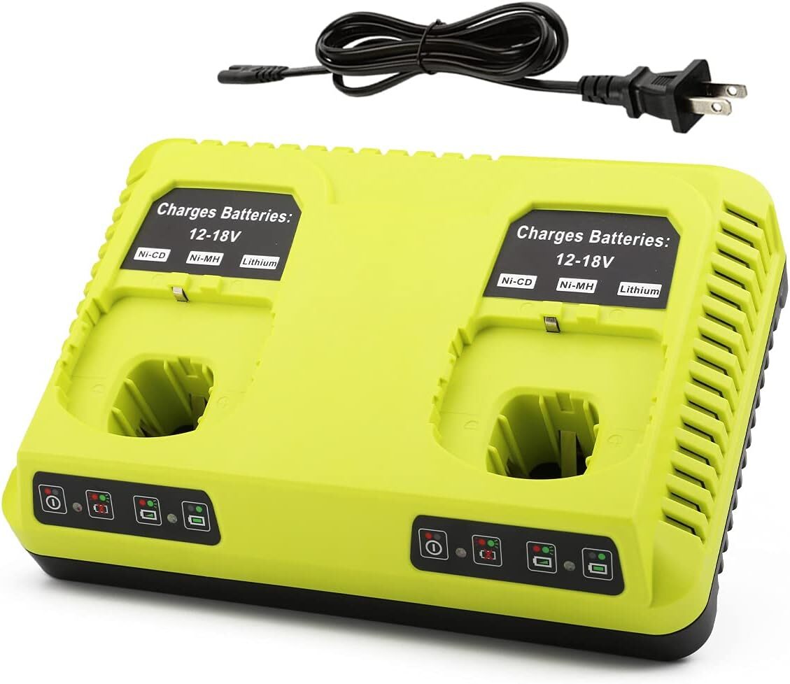2Port 12-18V P117 P108 P107 Dual Charger for Ryobi Li-ion,Ni-CD,Ni-MH Battery