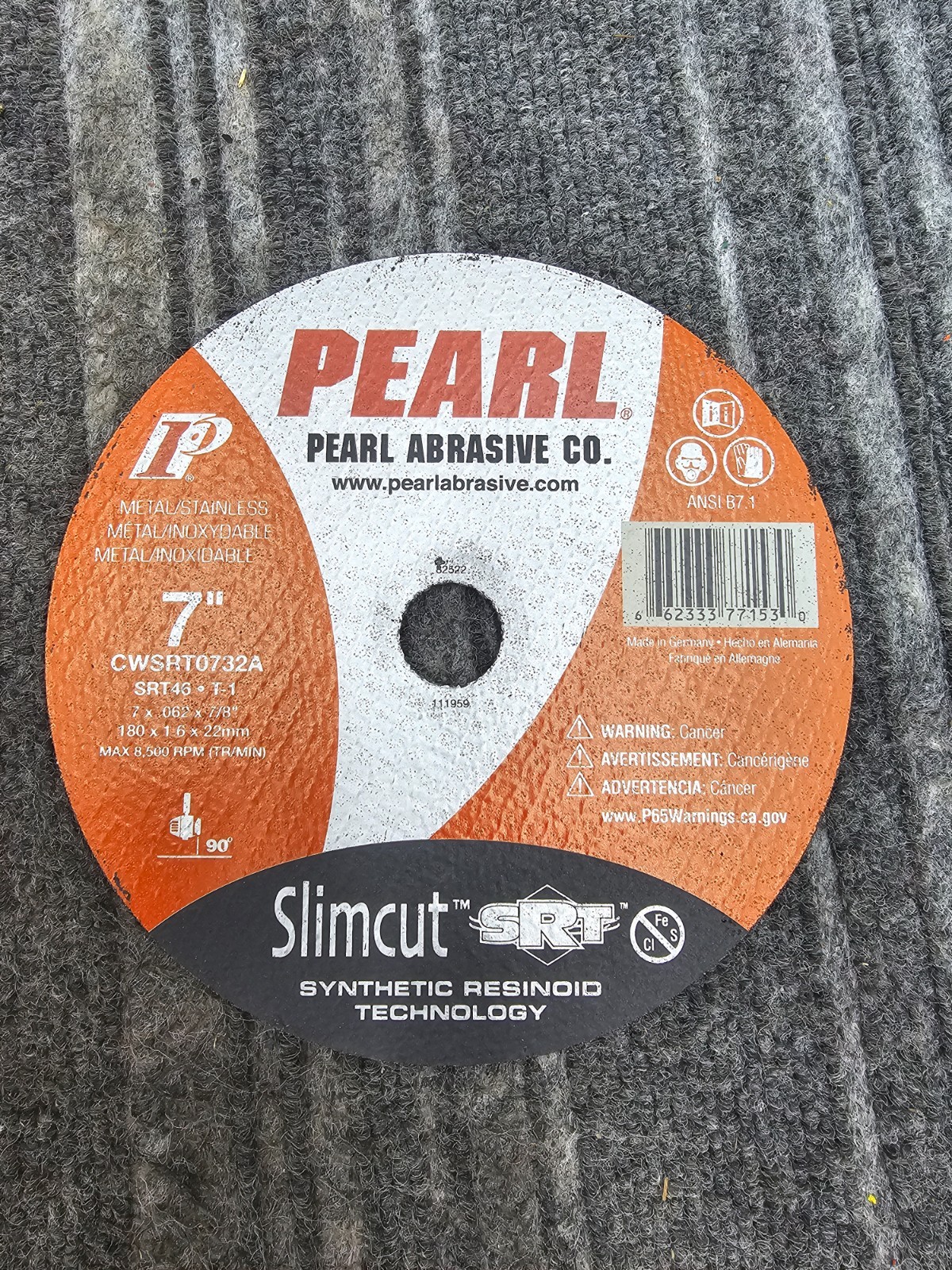 (QTY 25) PEARL CWSRT0732A SRT™ SlimCut™ 7 x .062 x 7/8 A46 T-1 Cut-Off Wheel