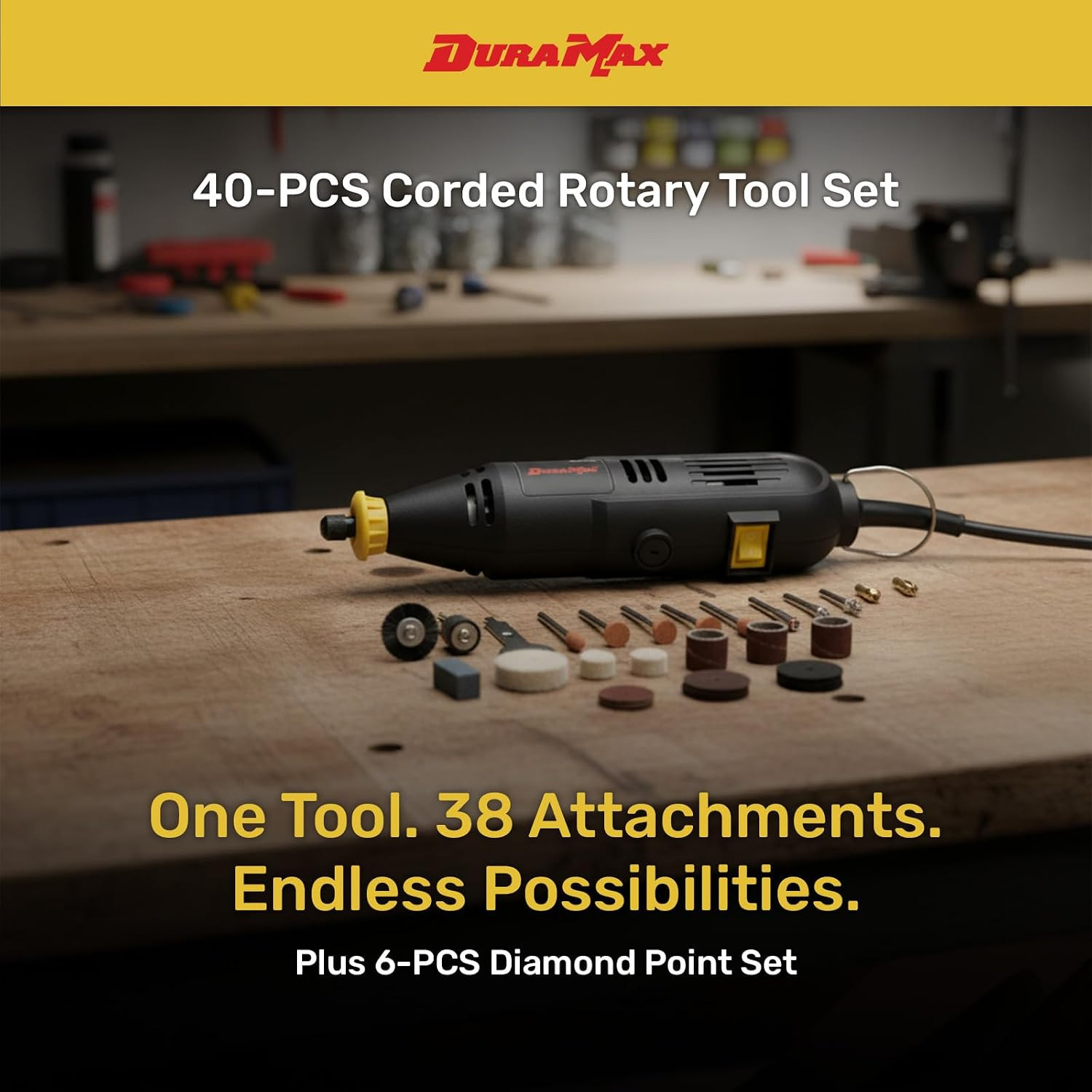 Rotary Tool Kit, 40 Pieces, Variable Speed 8000-30000 RPM, 120V, with 6-PCS Diam