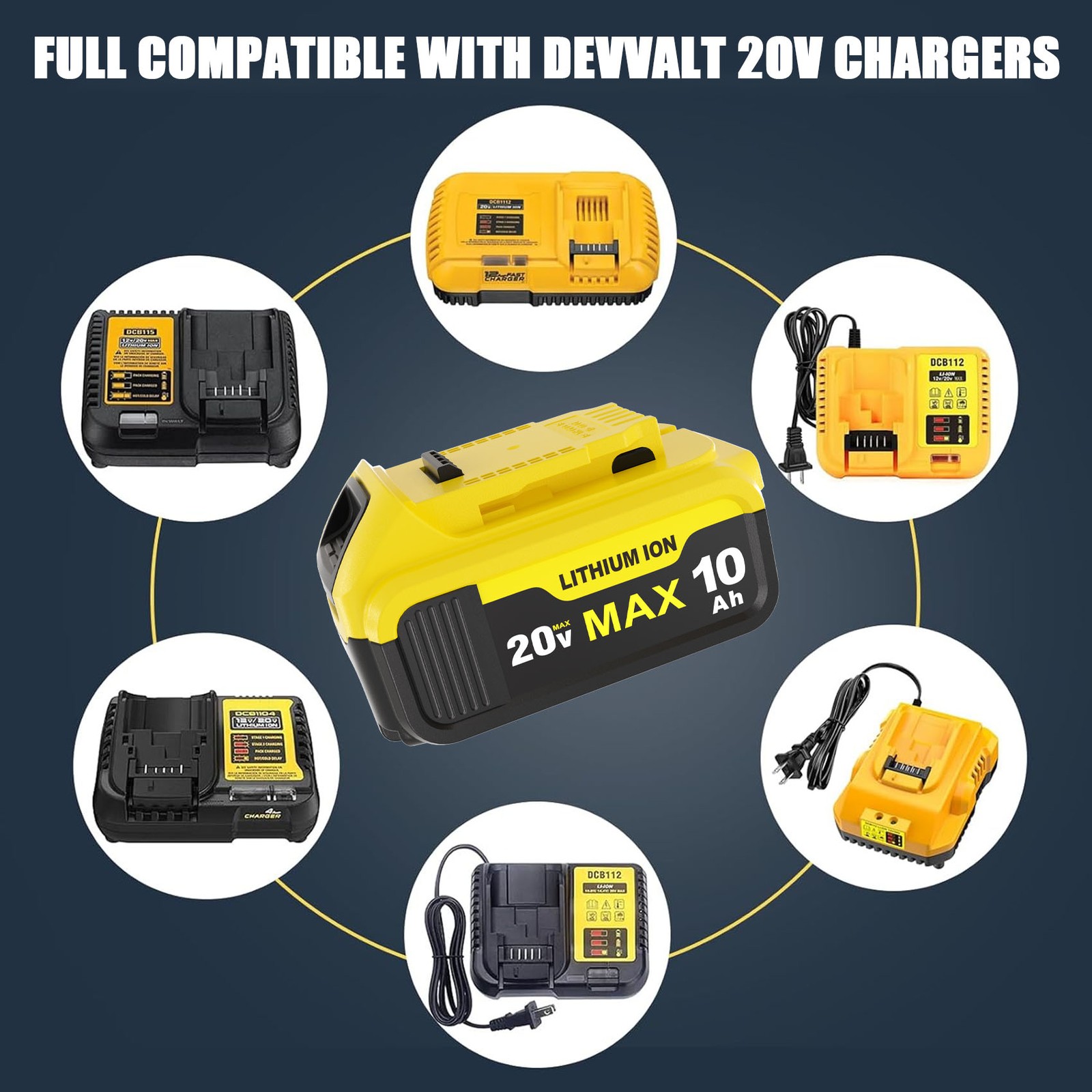 2Pack For De-Wa-lt 20V 20 Volt Max 10.0AH Lithium Ion Battery DCB206-2 DCB205-2
