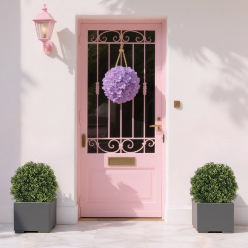 22in Artificial Topiary Boxwood Ball Trees Faux Evergreen Potted Shrubs,2pcs/set