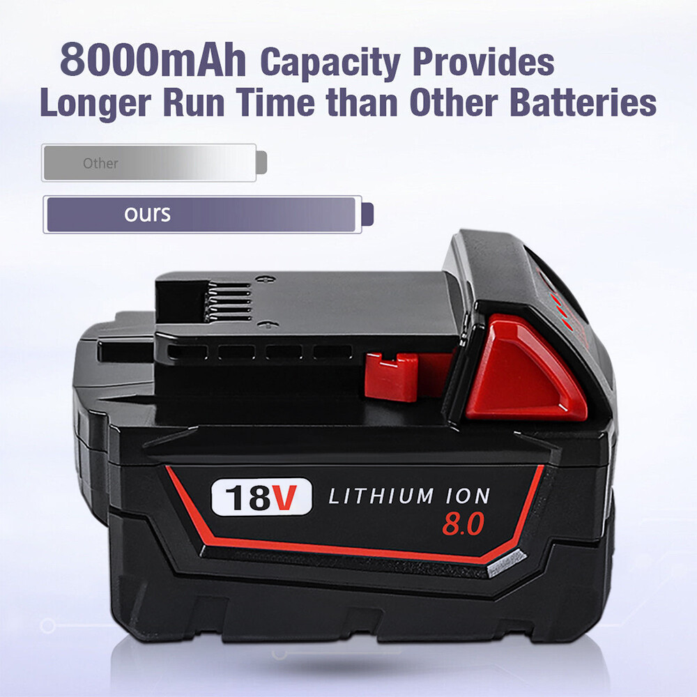 1~2Pack For Milwaukee for M18 Lithium 8.0Ah Extended Capacity Battery 48-11-1860