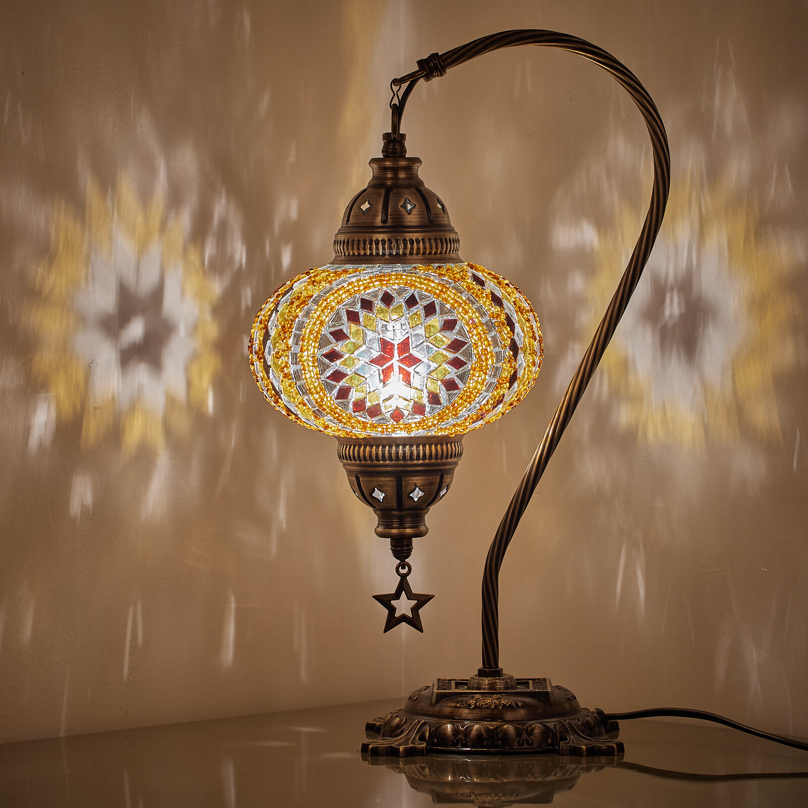 Turkish Moroccan Mosaic Bohemian Colorful Table Bedside Lamp Light Lampshade