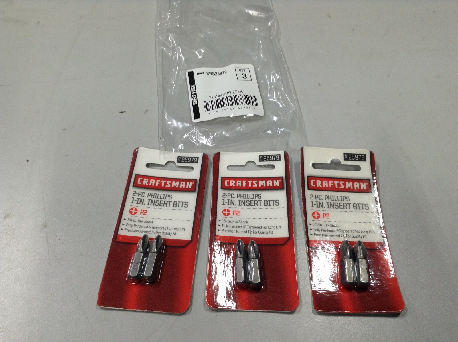 NEW CRAFTSMAN 1″ PHILLIPS INSERT BITS (3) 2 PACKS =6 TOTAL 25979