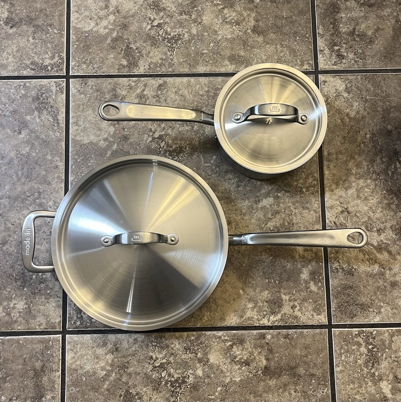 Made In Cookware Stainless 3.5 QT Saute Pan Pot & 2QT Saucepan Made-In Italy