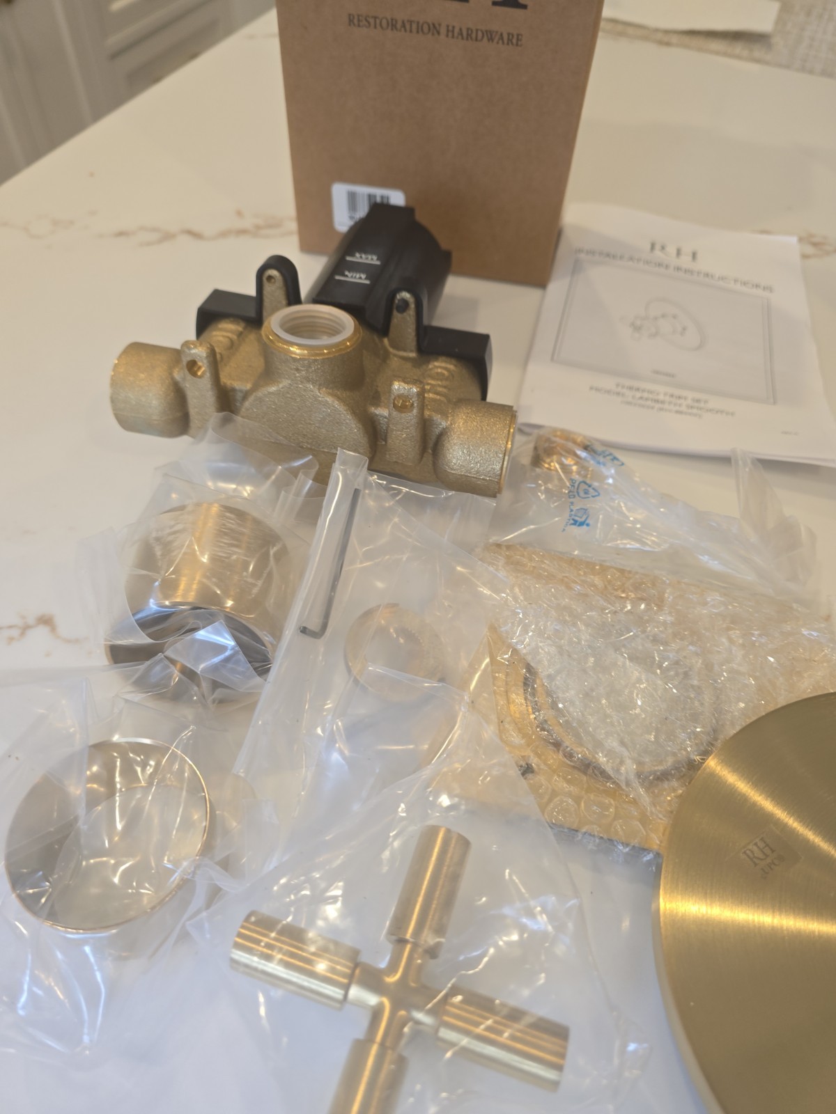 Restoration Hardware Lambeth Smooth Cross-Handle Thermostatic Shower Valve & Tri