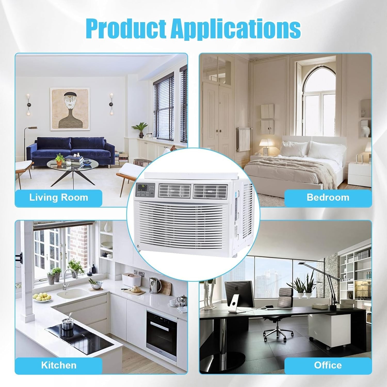 🔉🔵12000 BTU Window Air Conditioner 3-in-1 Cooling Fan & Dehumidifier WiFi & Re