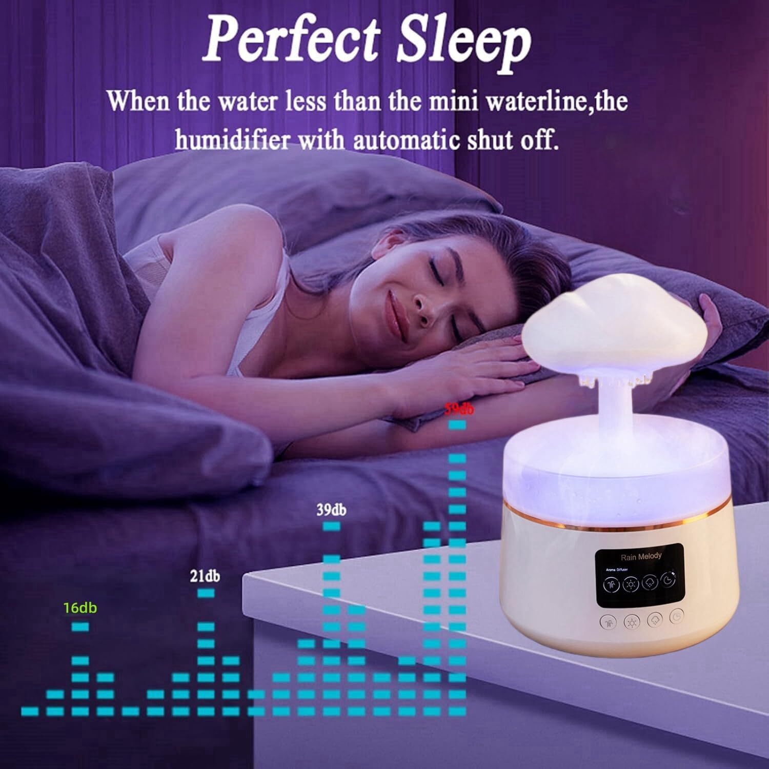 30db Silent Cool Mist Humidifier Bedroom 3 Types Brightness And 7 Color Light