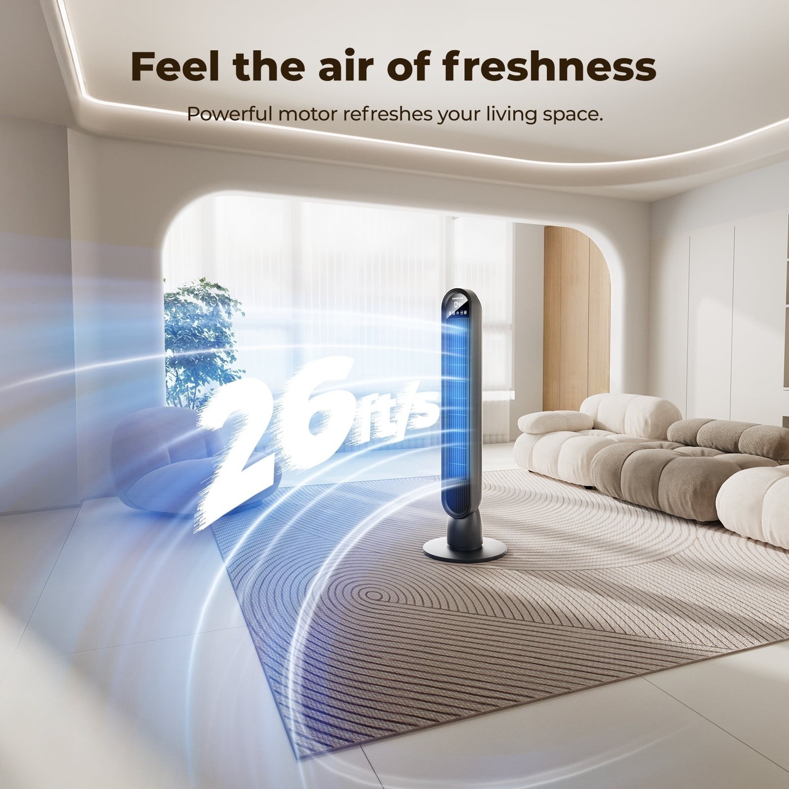 Patbrela Tower Fan for Home,36″ Standing Floor Fan with Remote LED Touchscreen