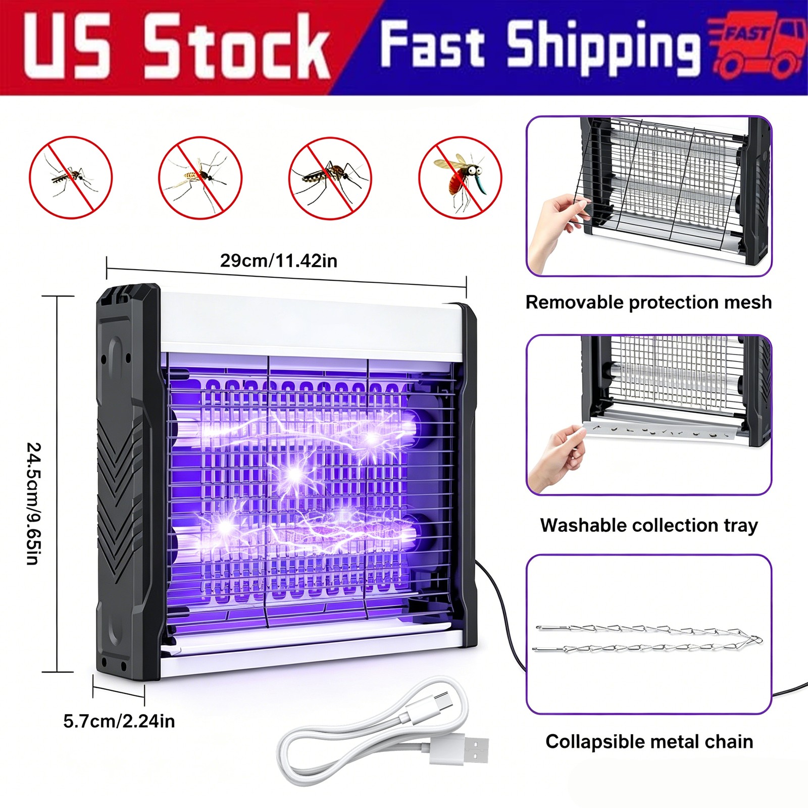 Bug Zapper Indoor 2026,4000V Mosquito Zapper for Home,12 in Mosquito Trap,USB,a