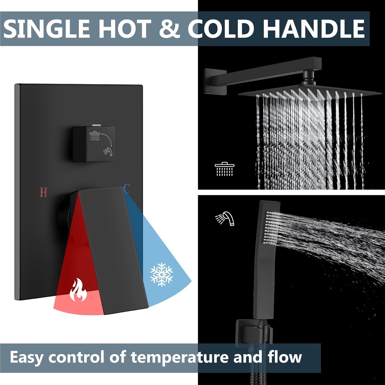 Shower Faucet Set Rain Shower System with Handheld Spray Bathroom Shower Combo..