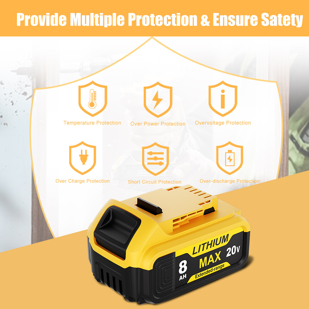 For DeWalt 20V 20 Volt Max XR 8.0AH Lithium Ion Battery Pack DCB206-2 DCB205-2