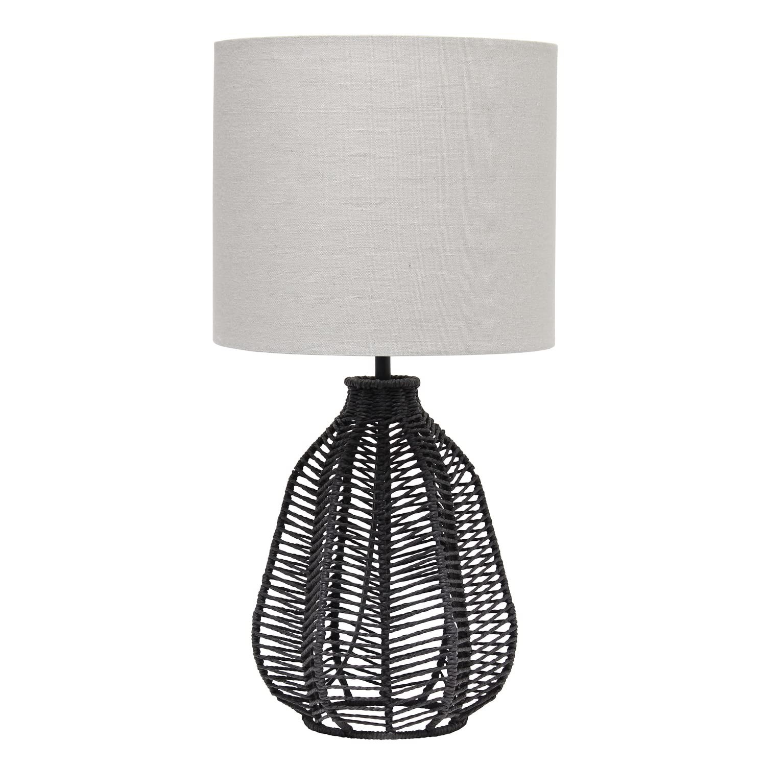Elegant Designs Lt2106-Blk 21 Tall Boho Coastal Inspired Rustic Paper Rope