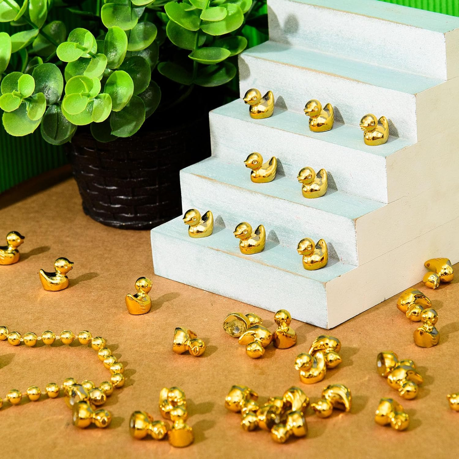 60 Pcs Shiny Mini Duck Figurines Metallic Color Tiny Duck Figures to Hide and Se