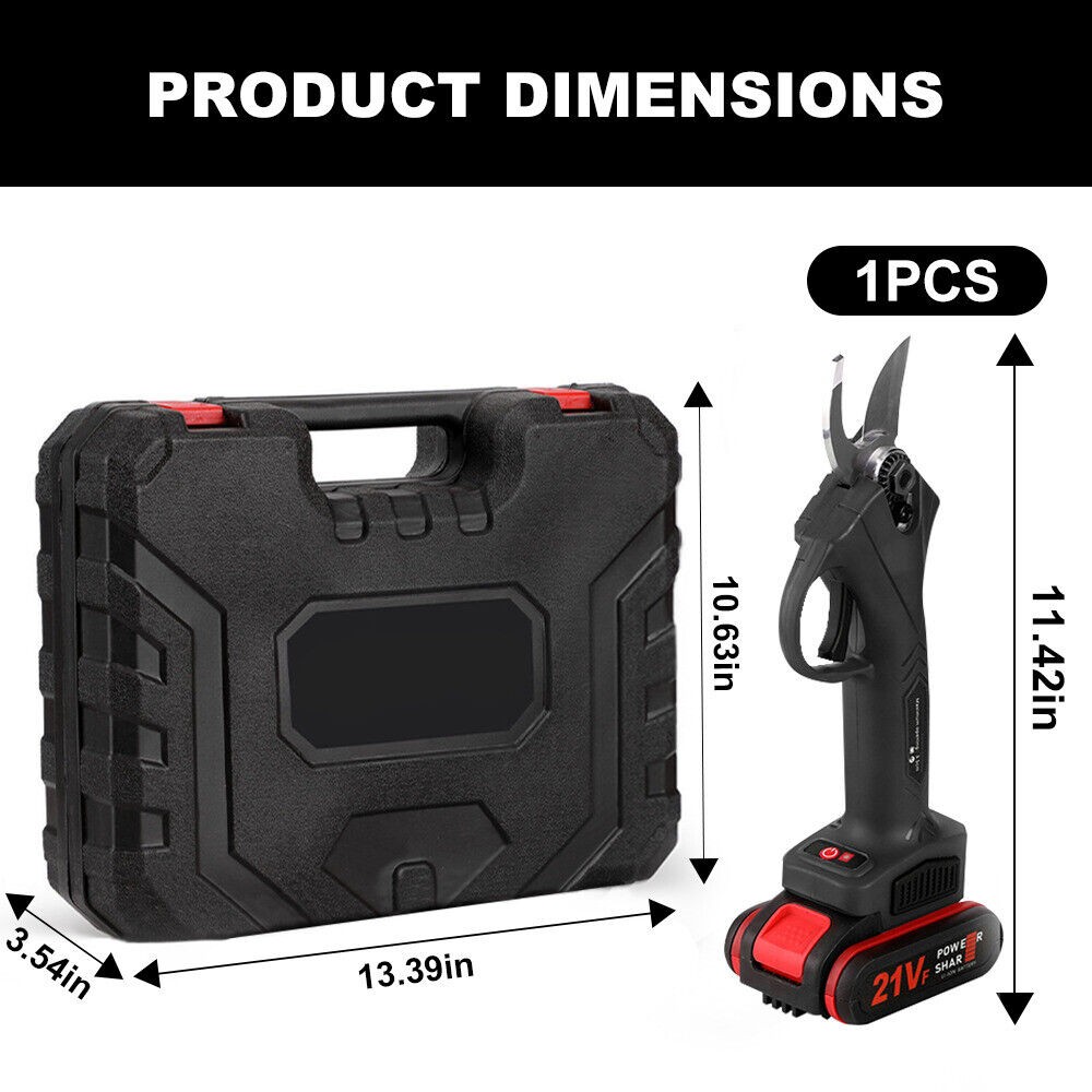 21V Electric Cordless Branch Scissors Pruning Shear Pruner Cutter+2Battery