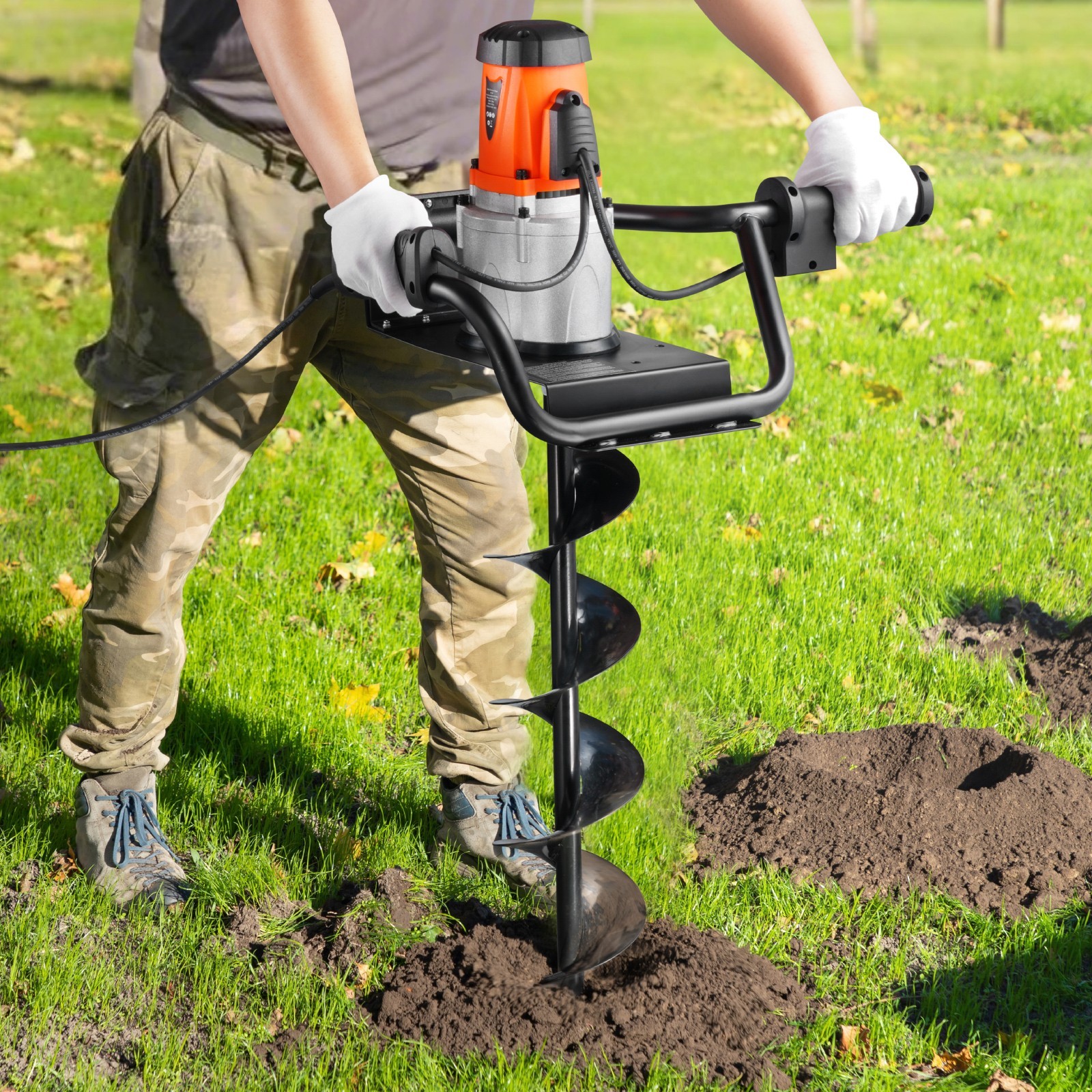 1500W Electric Post Hole Digger 5.71″ Earth Auger Bit+Extension Rod Quick Digger