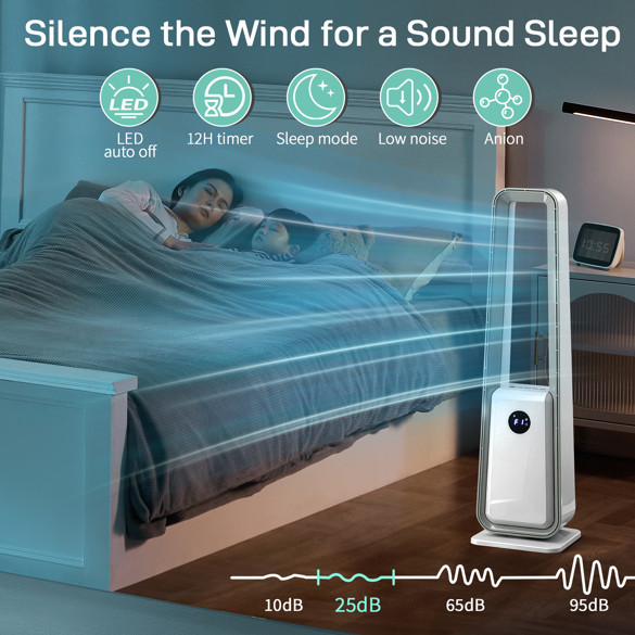 Bladeless Tower Fan with Remote Control Quiet Cooling Fan for Home Office