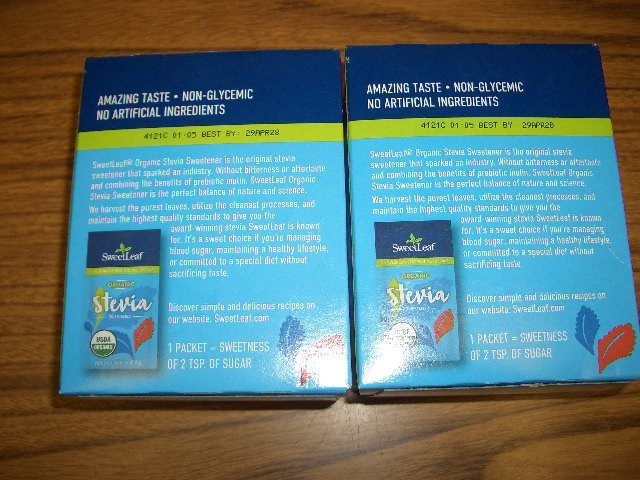 2 Boxes Sweet Leaf Organic Stevia Sweetener 70 Packets in each box Exp 4/29/2028