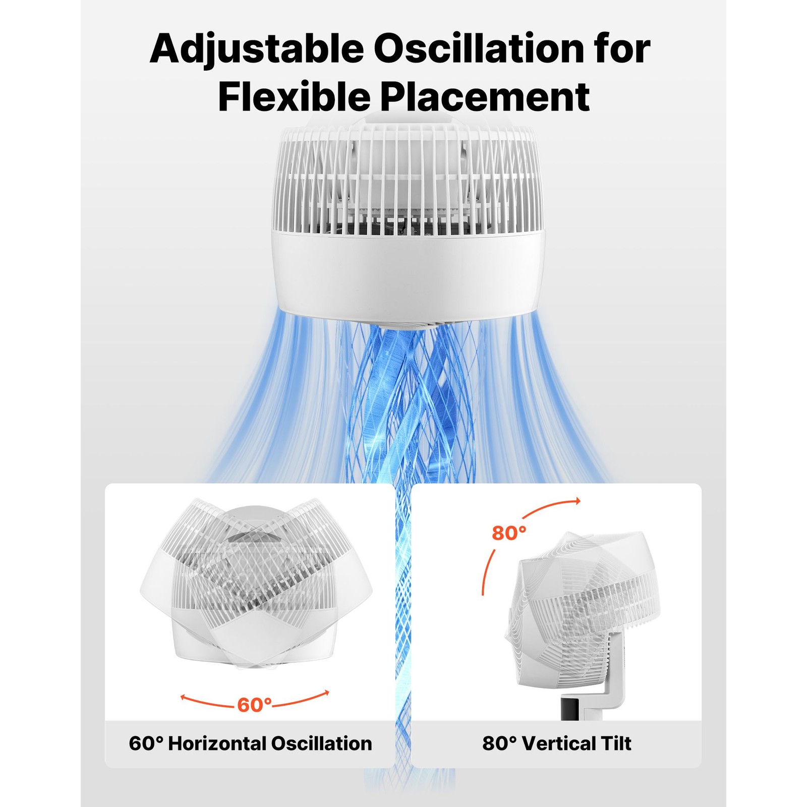 9in Standing Fan: 80° Oscillation, 9 Speeds, Remote, Timer, 30 dB Quiet