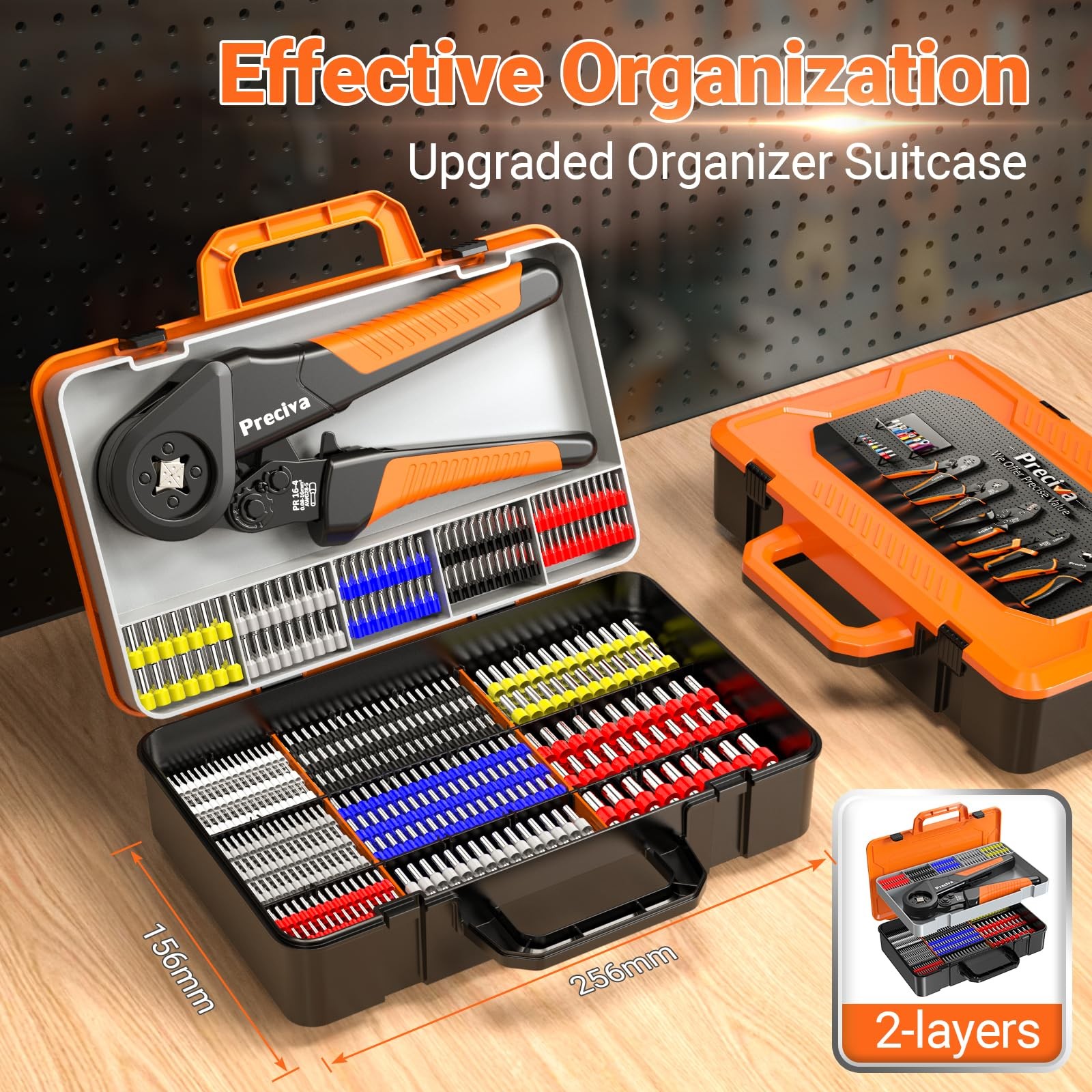 Preciva Ferrule Crimping Tool Kit – AWG 28-5 (0.08-16mm²), Orange